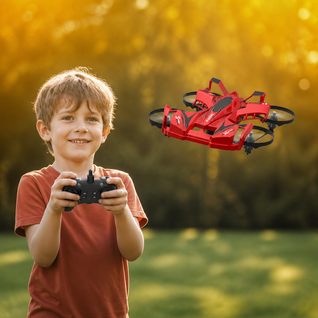 2-in-1 Remote Control Flying Drone & Stunt Racing Car