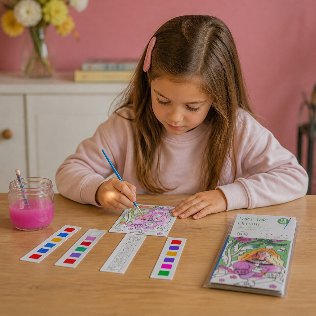 All-in-One Watercolour Painting Book with Built-In Paint & Brush