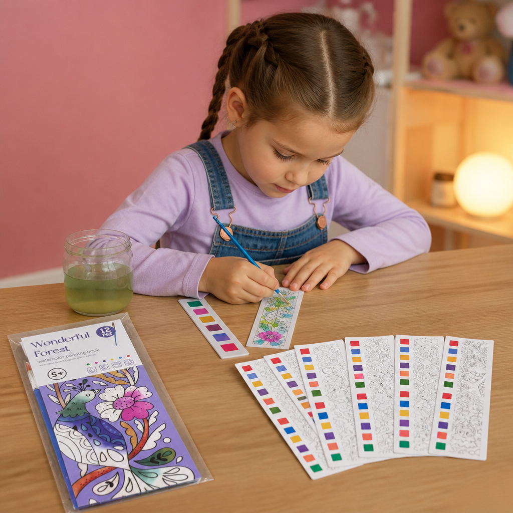 All-in-One Watercolour Painting Book with Built-In Paint & Brush