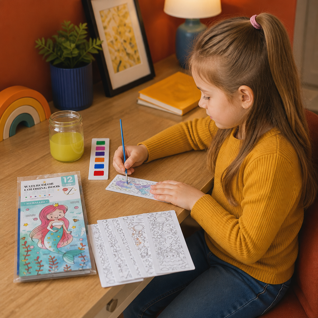 All-in-One Watercolour Painting Book with Built-In Paint & Brush