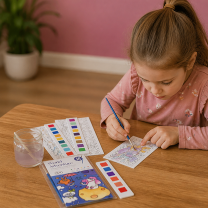 All-in-One Watercolour Painting Book with Built-In Paint & Brush