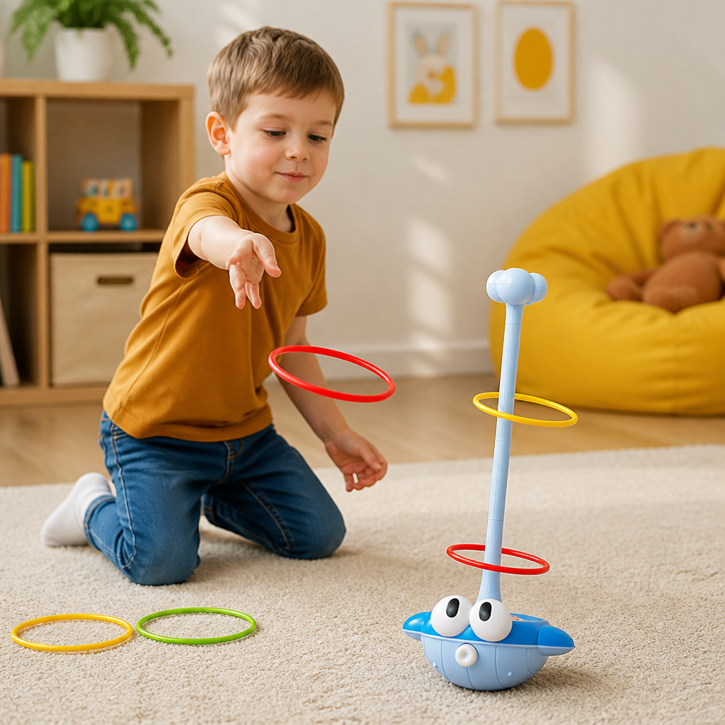 3-in-1 Educational Activity Game – Ring Toss, Basketball & Sticky Ball