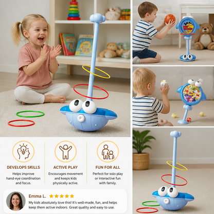 3-in-1 Educational Activity Game – Ring Toss, Basketball & Sticky Ball