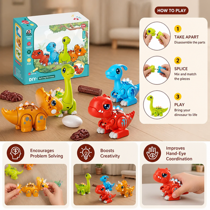 Easy-Assembly STEM Learning Dinosaur Toy with Lights & Sounds