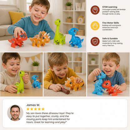 Easy-Assembly STEM Learning Dinosaur Toy with Lights & Sounds