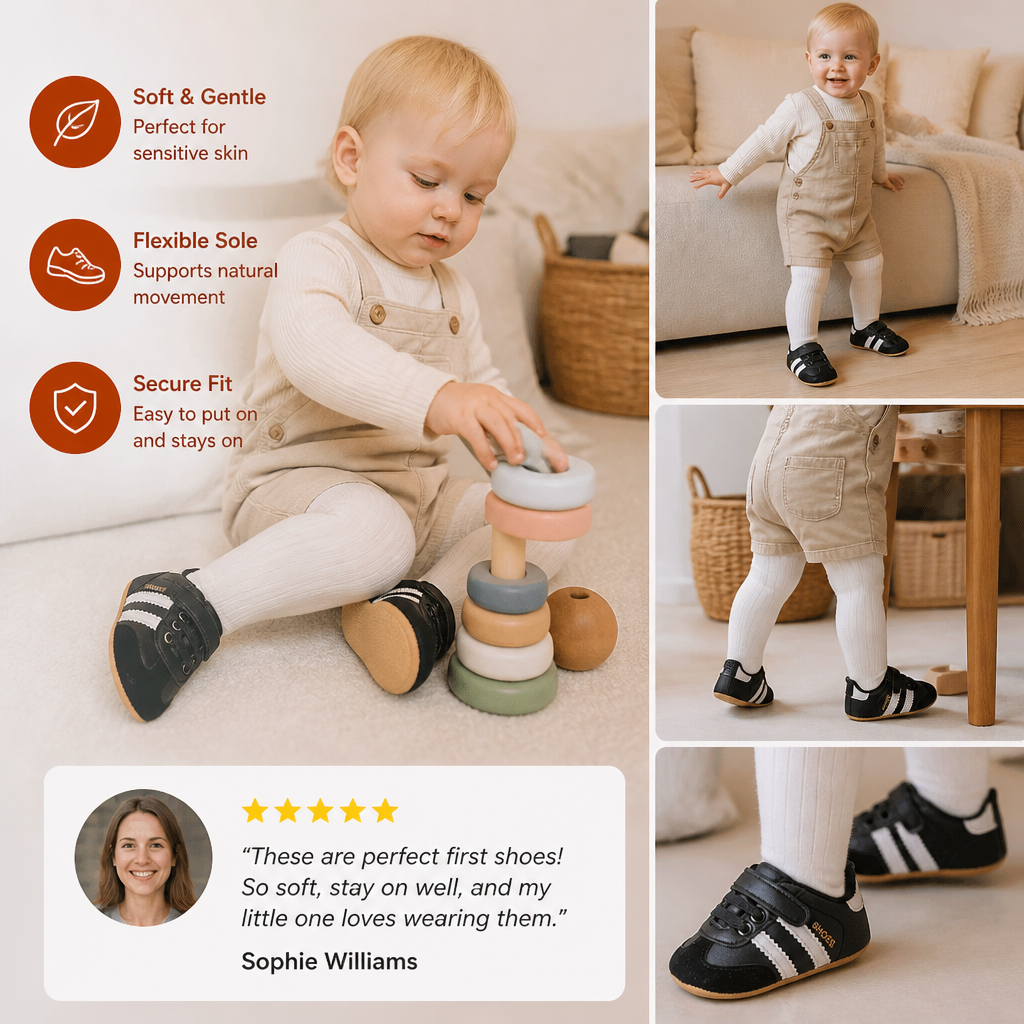 Classic Retro Baby Sneakers – Soft Sole First Walking Shoes