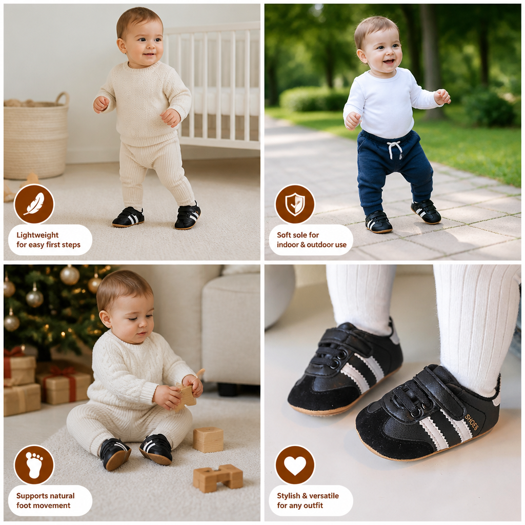 Classic Retro Baby Sneakers – Soft Sole First Walking Shoes
