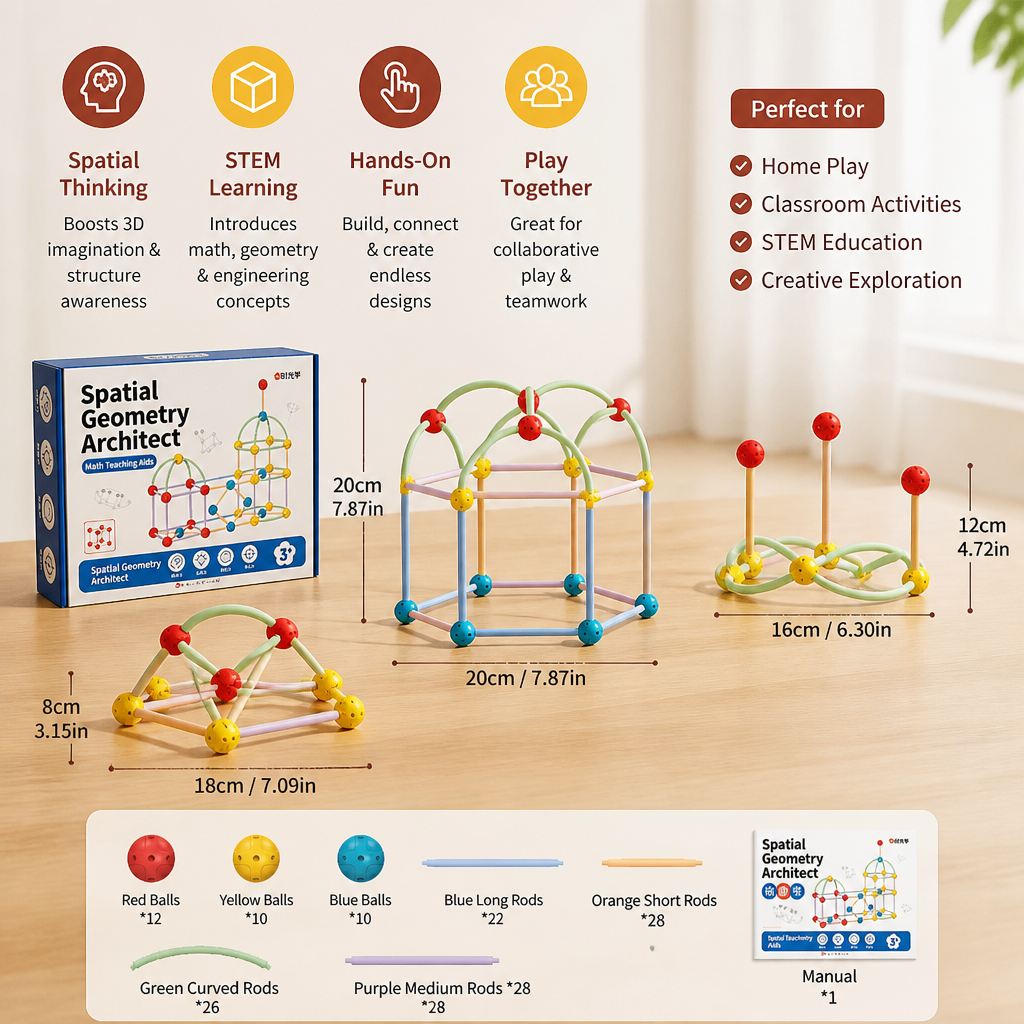 3D Geometry Building Kit – Educational Construction & Spatial Learning Toy