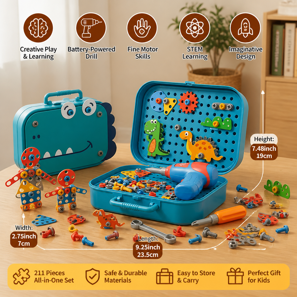 Dino Craftsman Construction Play Set for Kids