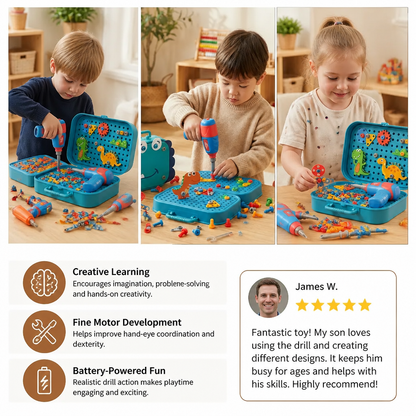 Dino Craftsman Construction Play Set for Kids