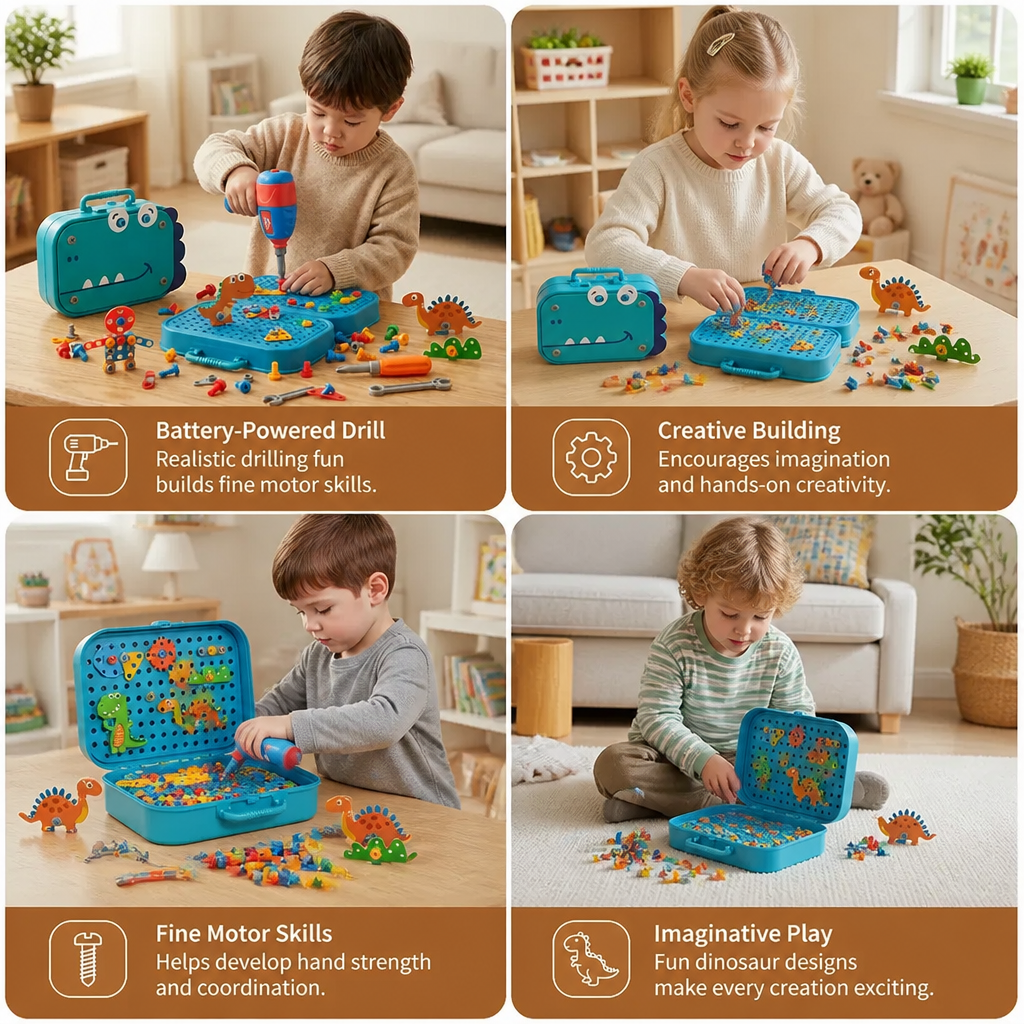 Dino Craftsman Construction Play Set for Kids