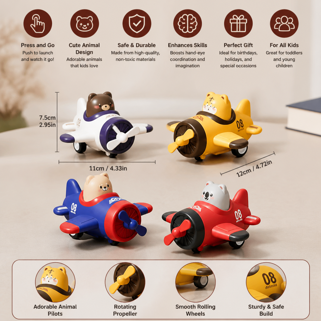 Press & Go Animal Airplane & Truck Toy for Kids