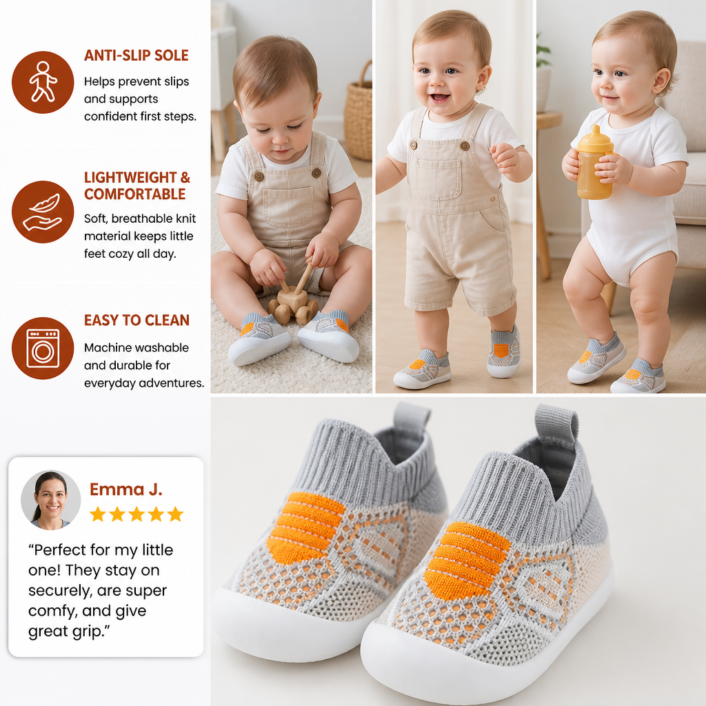 Soft Knit Anti-Slip Baby Sock Shoes for First Steps
