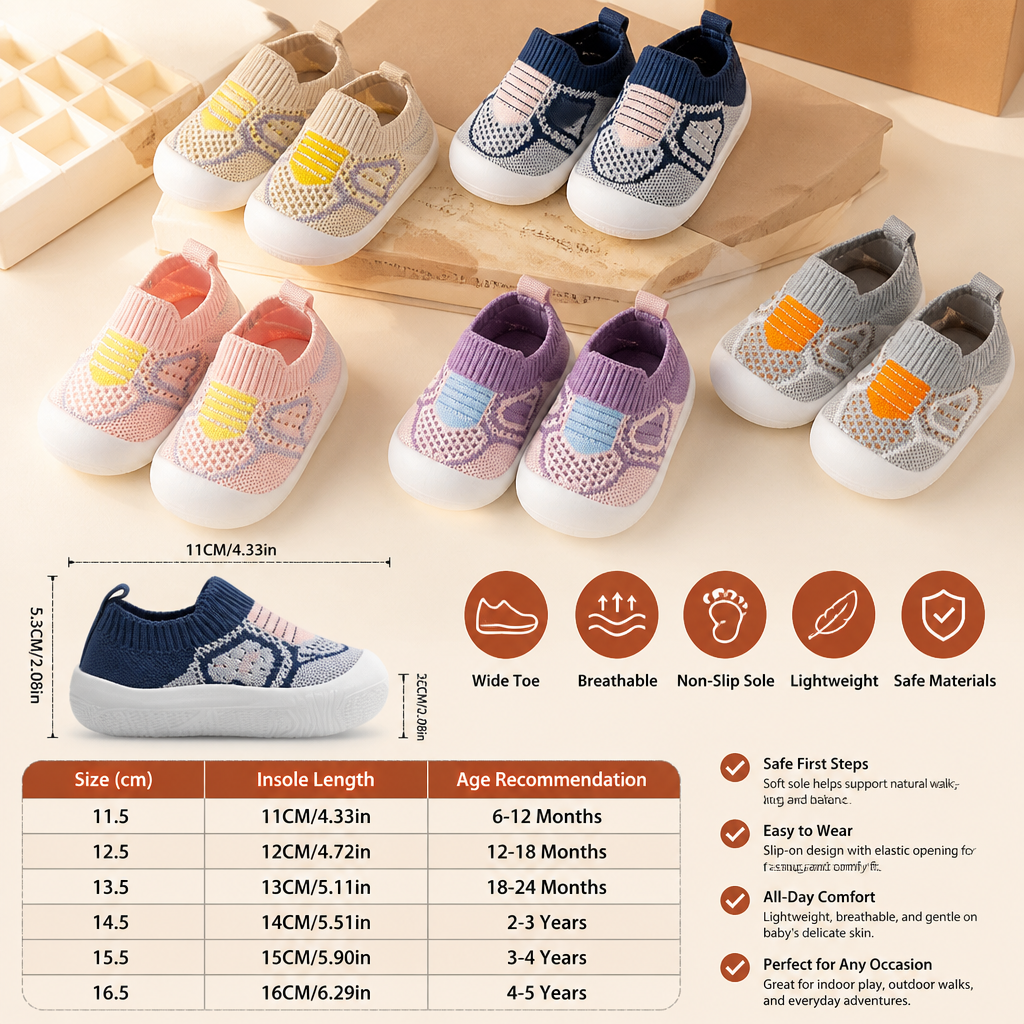 Soft Knit Anti-Slip Baby Sock Shoes for First Steps