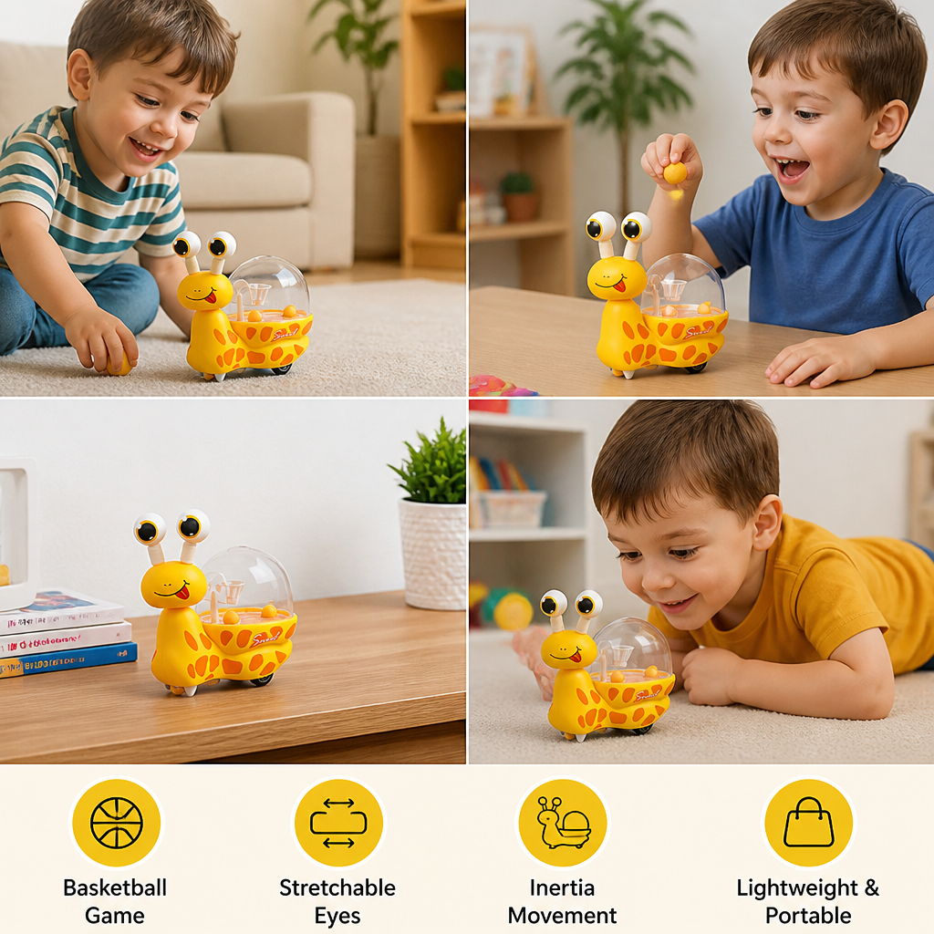 3-in-1 Moving Snail Toy with Basketball Hoop & Telescopic Eyes