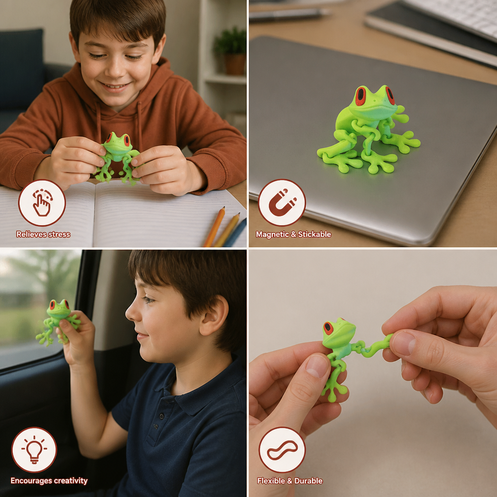 3D Printed Magnetic Flexible Frog Fidget Toy