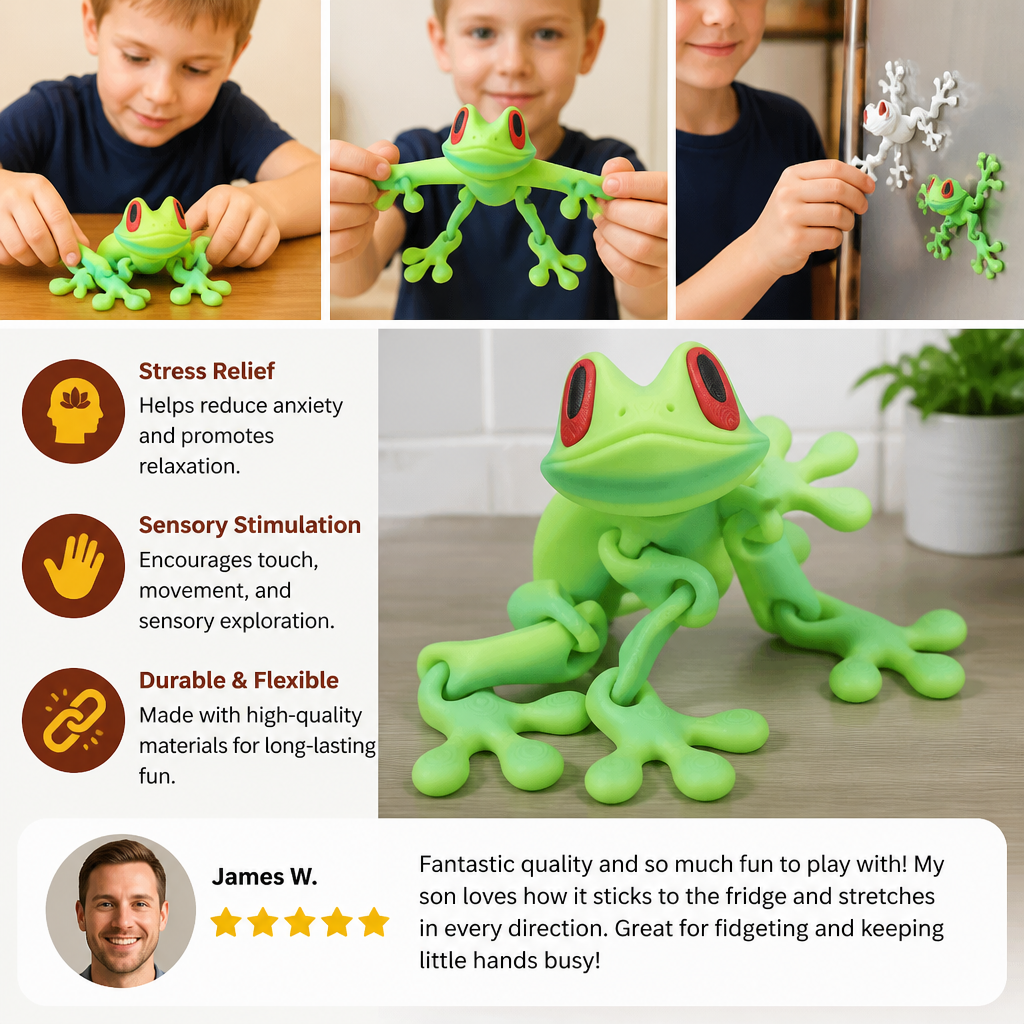 3D Printed Magnetic Flexible Frog Fidget Toy