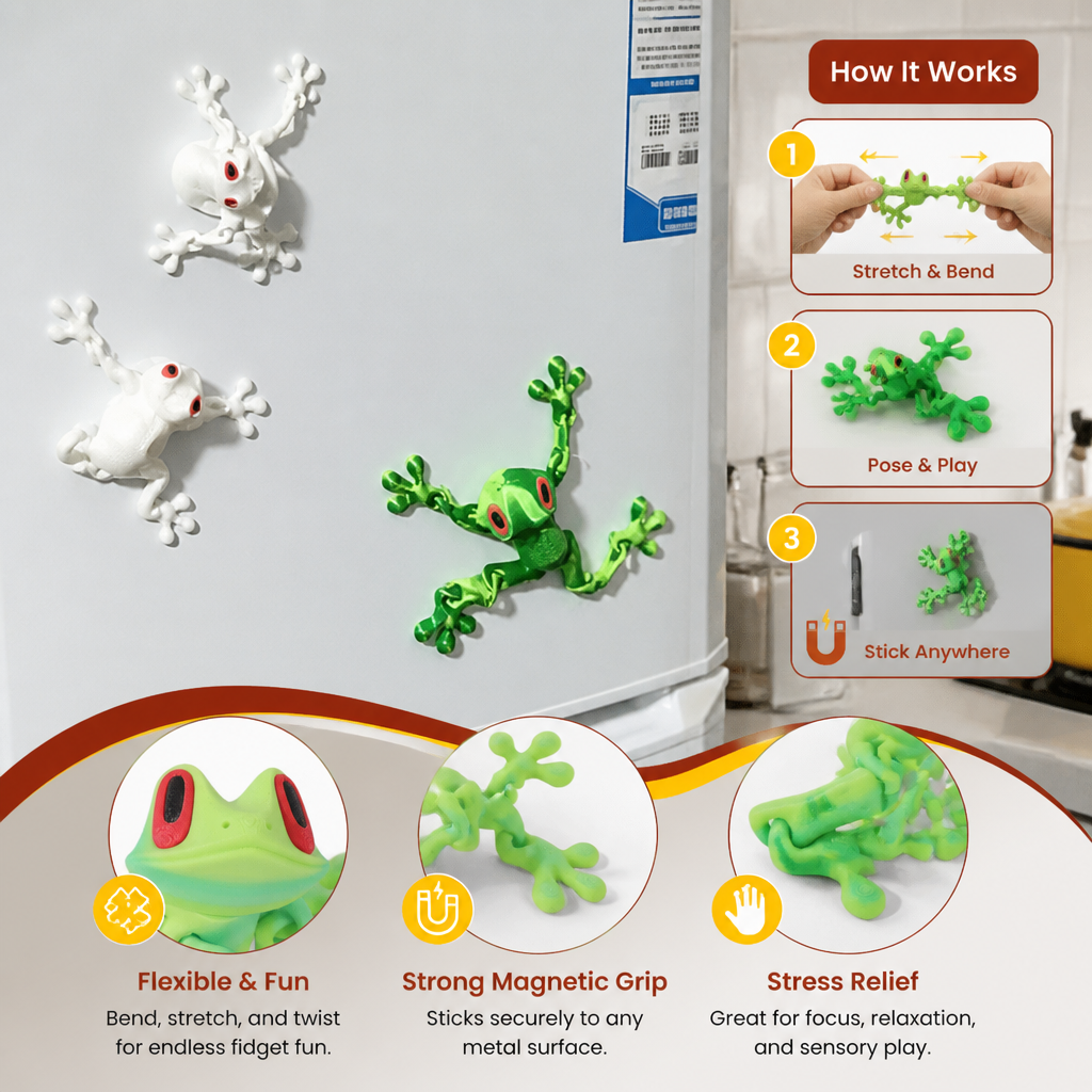 3D Printed Magnetic Flexible Frog Fidget Toy