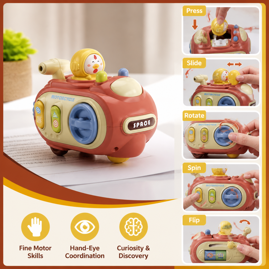 5-in-1 Press & Go Busy Car Toy for Fine Motor Skills Development