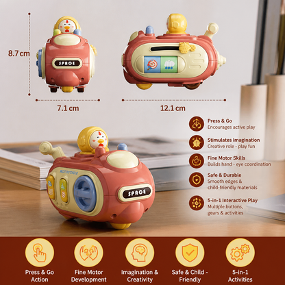 5-in-1 Press & Go Busy Car Toy for Fine Motor Skills Development