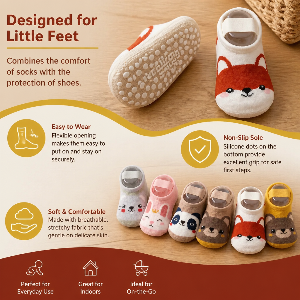 Non-Slip Cartoon Sock Shoes for Babies & Toddlers
