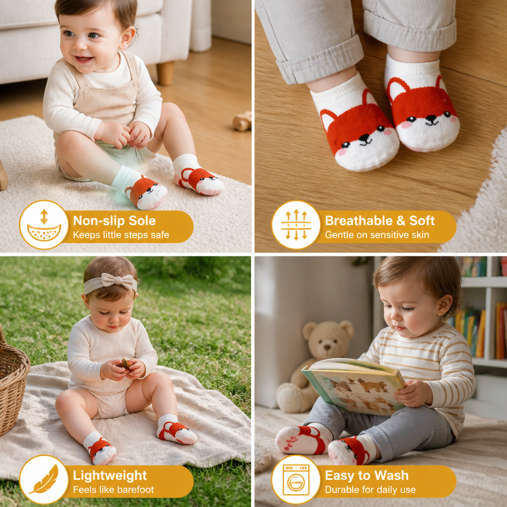 Non-Slip Cartoon Sock Shoes for Babies & Toddlers