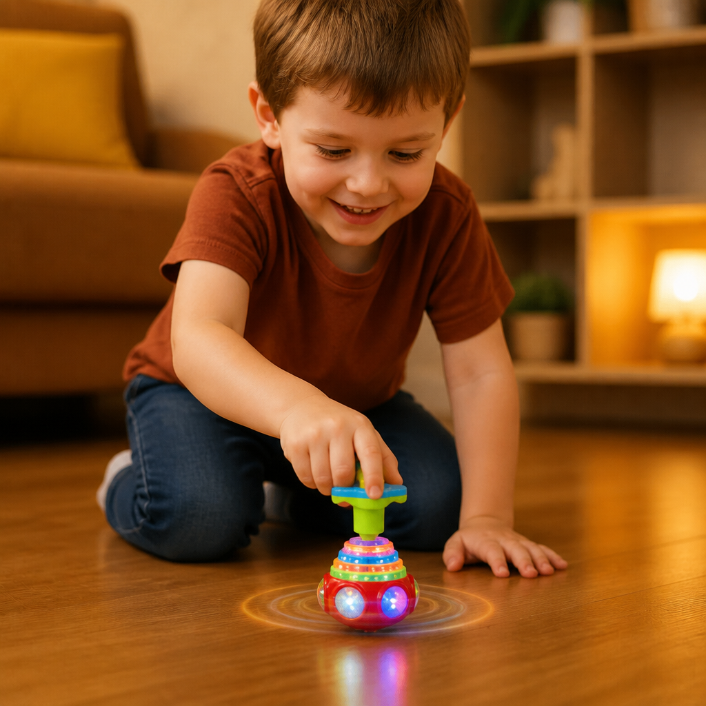 Interactive Light-Up Musical Spinning Top Toy for Kids