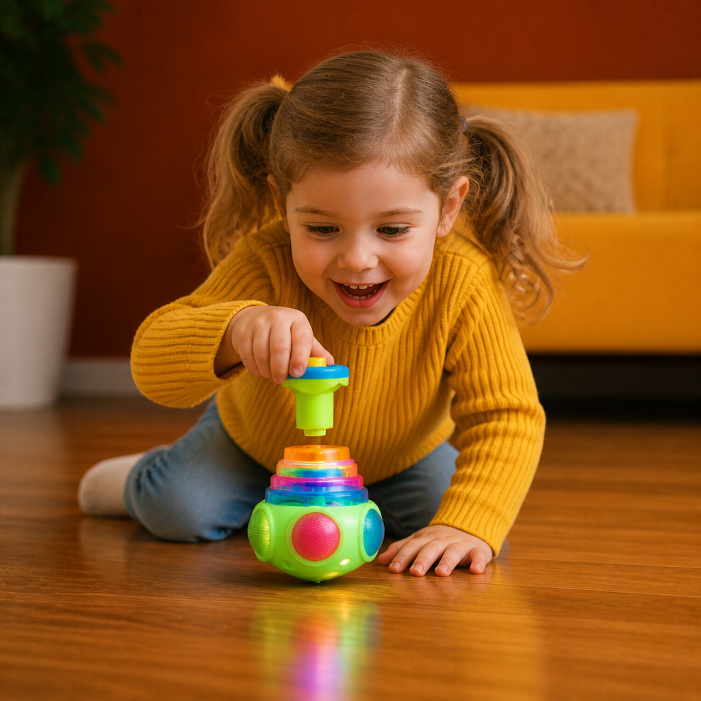 Interactive Light-Up Musical Spinning Top Toy for Kids