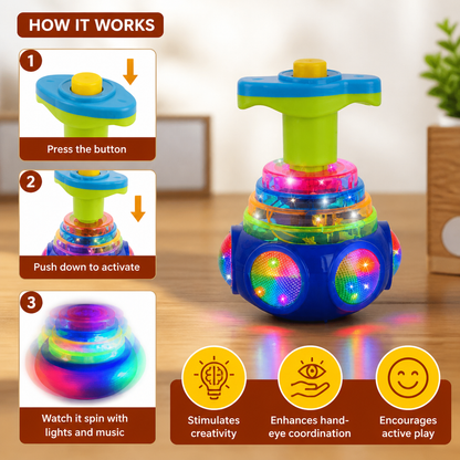 Interactive Light-Up Musical Spinning Top Toy for Kids