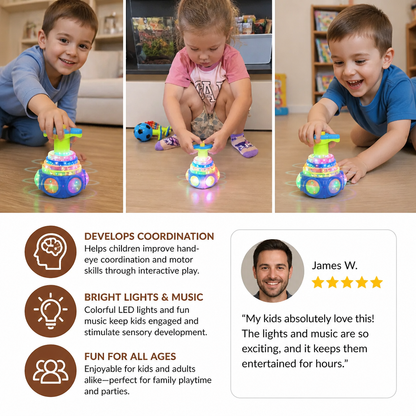 Interactive Light-Up Musical Spinning Top Toy for Kids