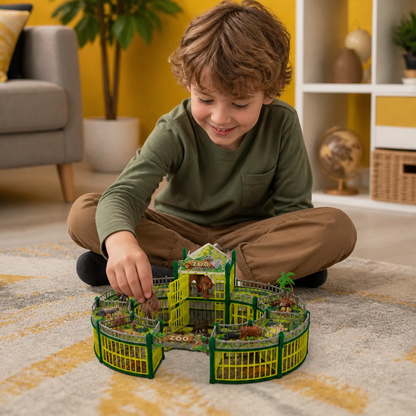 Modular Build-Your-Own Zoo Playset with Animal Figures & Interactive Cages