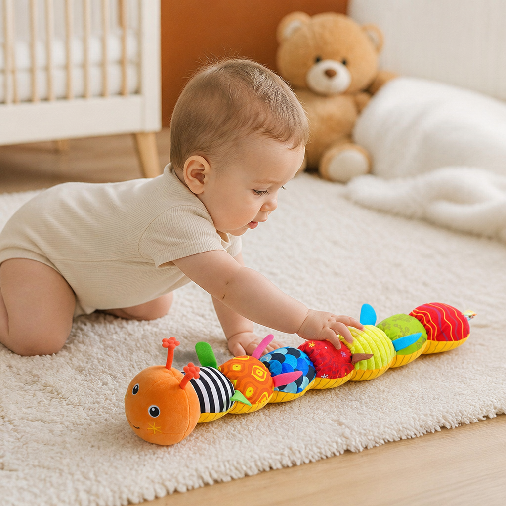 Sensory Plush Rattle and Music Caterpillar