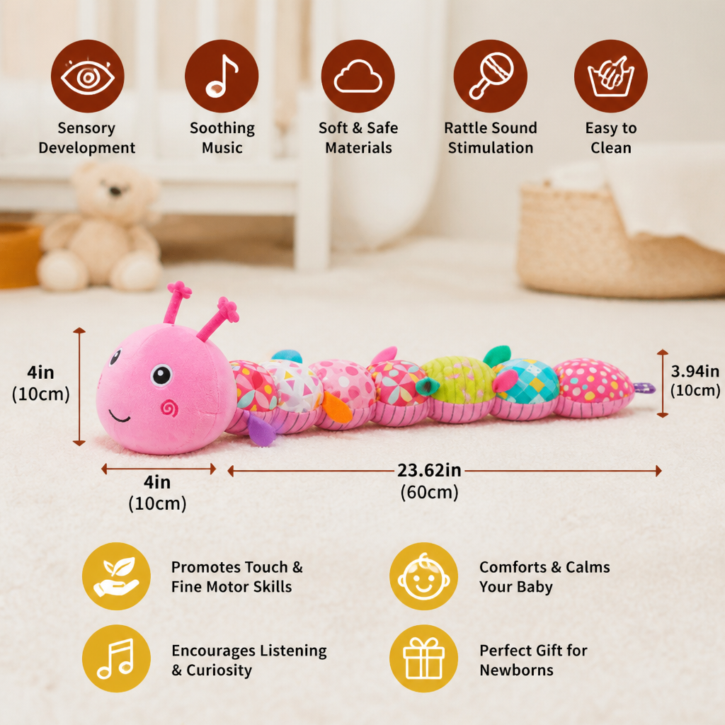 Sensory Plush Rattle and Music Caterpillar