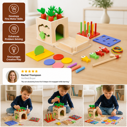 6-in-1 Montessori Wooden Shapes and Figures Educational Cube