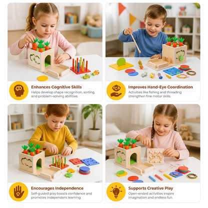 6-in-1 Montessori Wooden Shapes and Figures Educational Cube