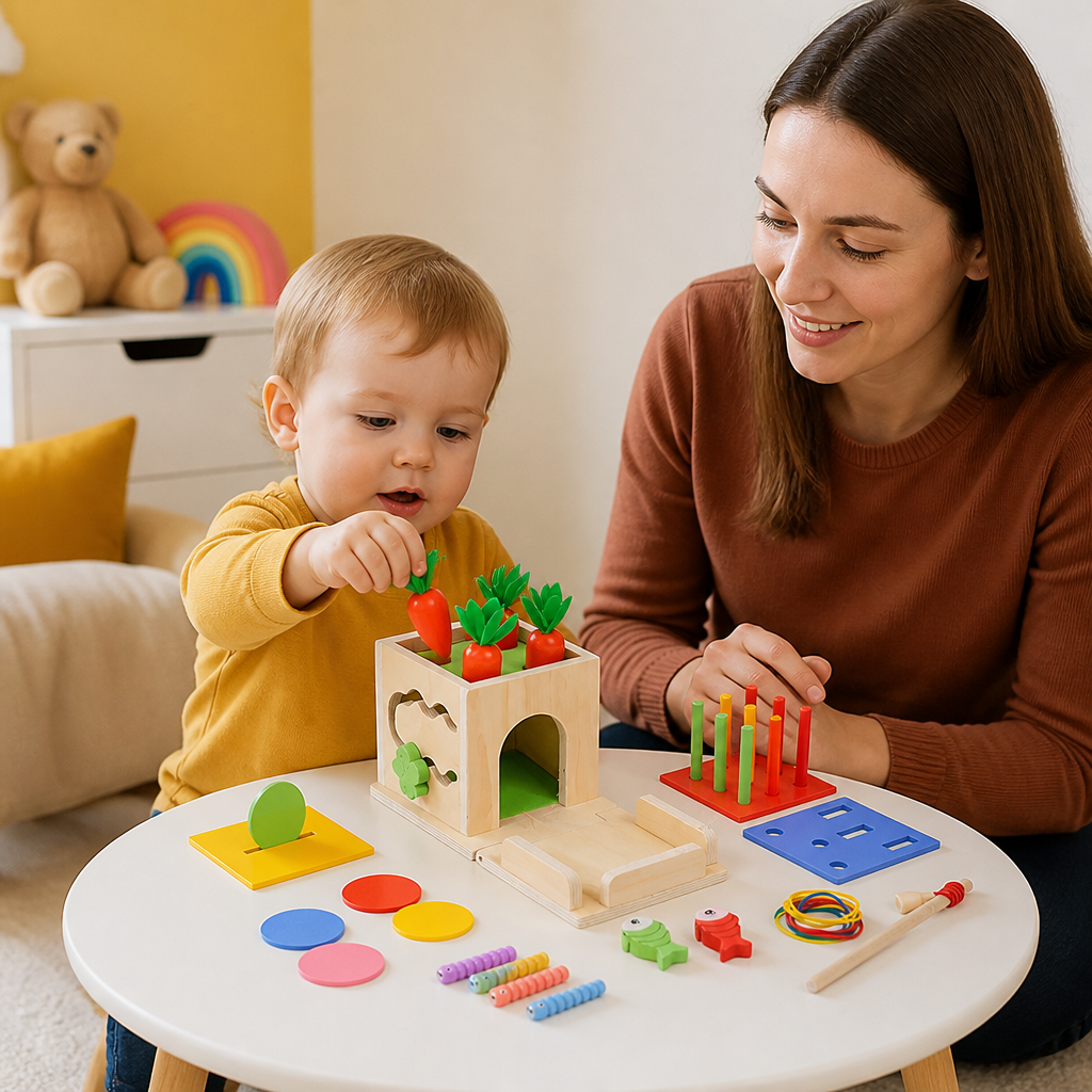 6-in-1 Montessori Wooden Shapes and Figures Educational Cube