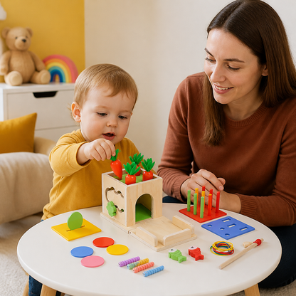 6-in-1 Montessori Wooden Shapes and Figures Educational Cube