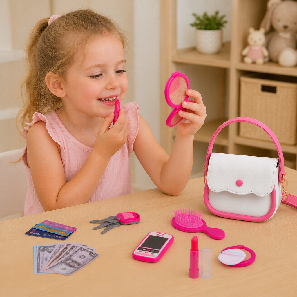 Kids Pretend Play Handbag Set with Phone, Makeup & Accessories