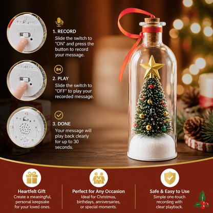 Recordable Christmas Message-in-a-Bottle Ornament with Voice Playback