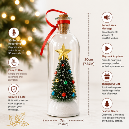 Recordable Christmas Message-in-a-Bottle Ornament with Voice Playback