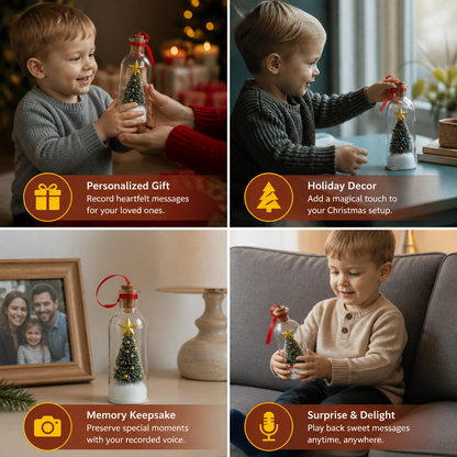 Recordable Christmas Message-in-a-Bottle Ornament with Voice Playback