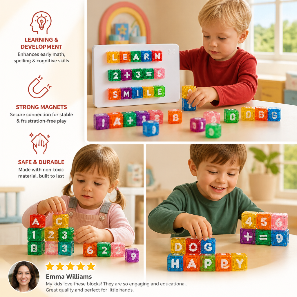 40-Piece Magnetic Letters & Numbers Learning Set – Montessori STEM Toy for Kids