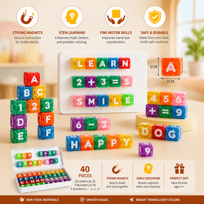 40-Piece Magnetic Letters & Numbers Learning Set – Montessori STEM Toy for Kids