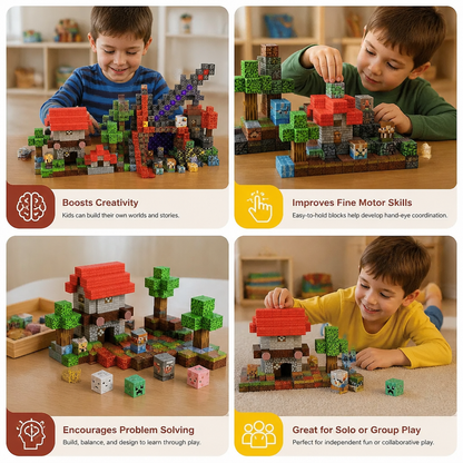 100-Piece Magnetic Building Cube Set – Montessori STEM Construction Toy for Kids