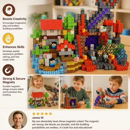 100-Piece Magnetic Building Cube Set – Montessori STEM Construction Toy for Kids
