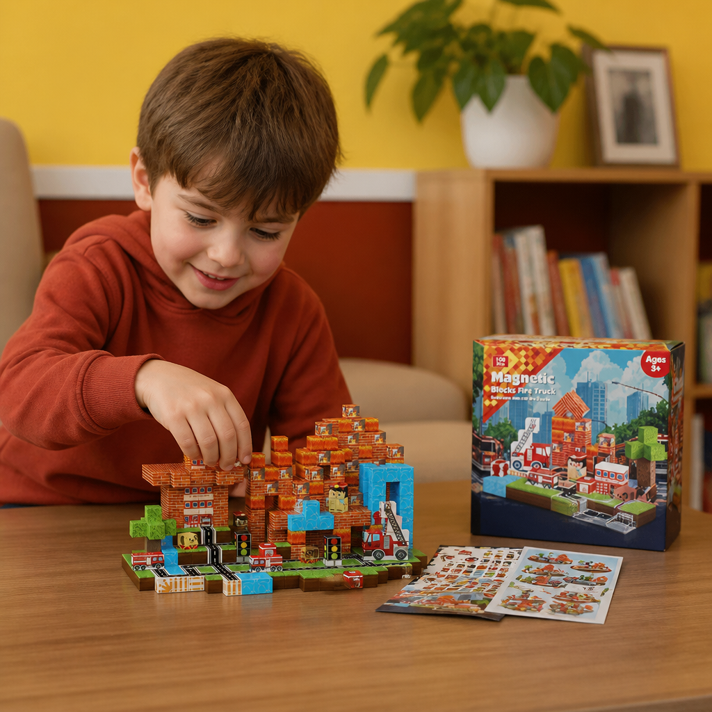 100-Piece Magnetic Building Cube Set – Montessori STEM Construction Toy for Kids