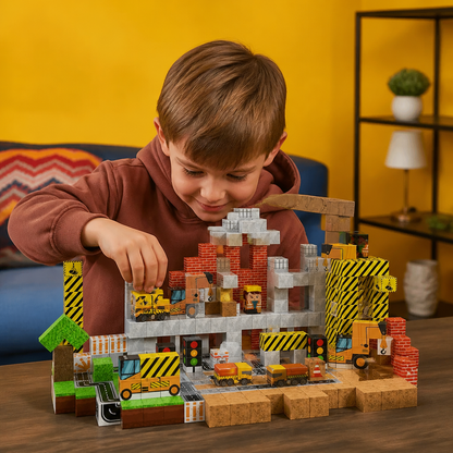 100-Piece Magnetic Building Cube Set – Montessori STEM Construction Toy for Kids