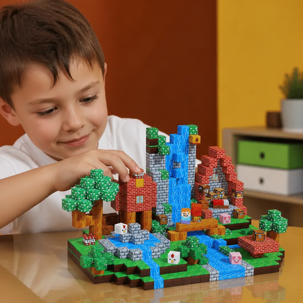 100-Piece Magnetic Building Cube Set – Montessori STEM Construction Toy for Kids