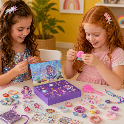 24-Day Mermaid Advent Calendar with Hair Accessories, Stickers & Surprise Gifts