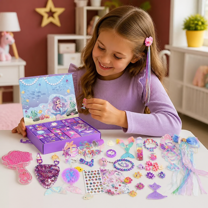 24-Day Mermaid Advent Calendar with Hair Accessories, Stickers & Surprise Gifts